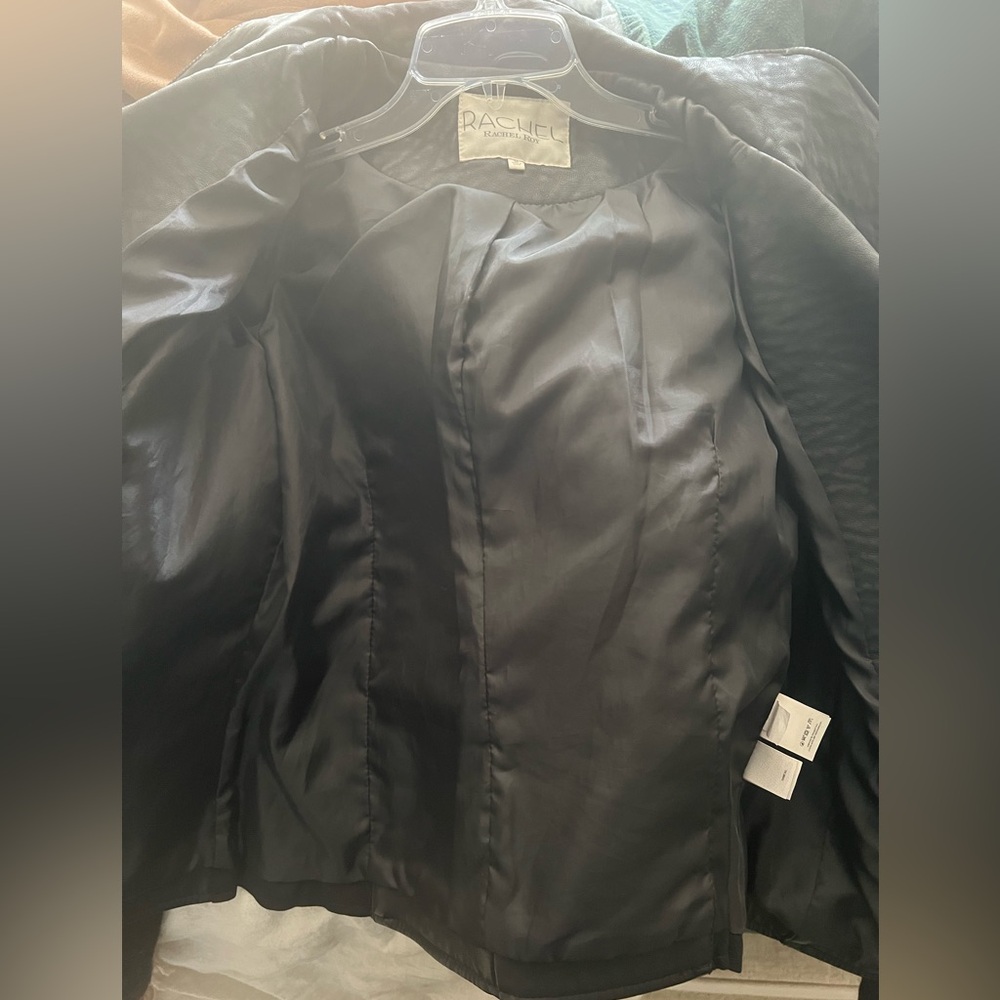 Rachel Roy blk faux leather/fabric moto jacket - Picture 3 of 5